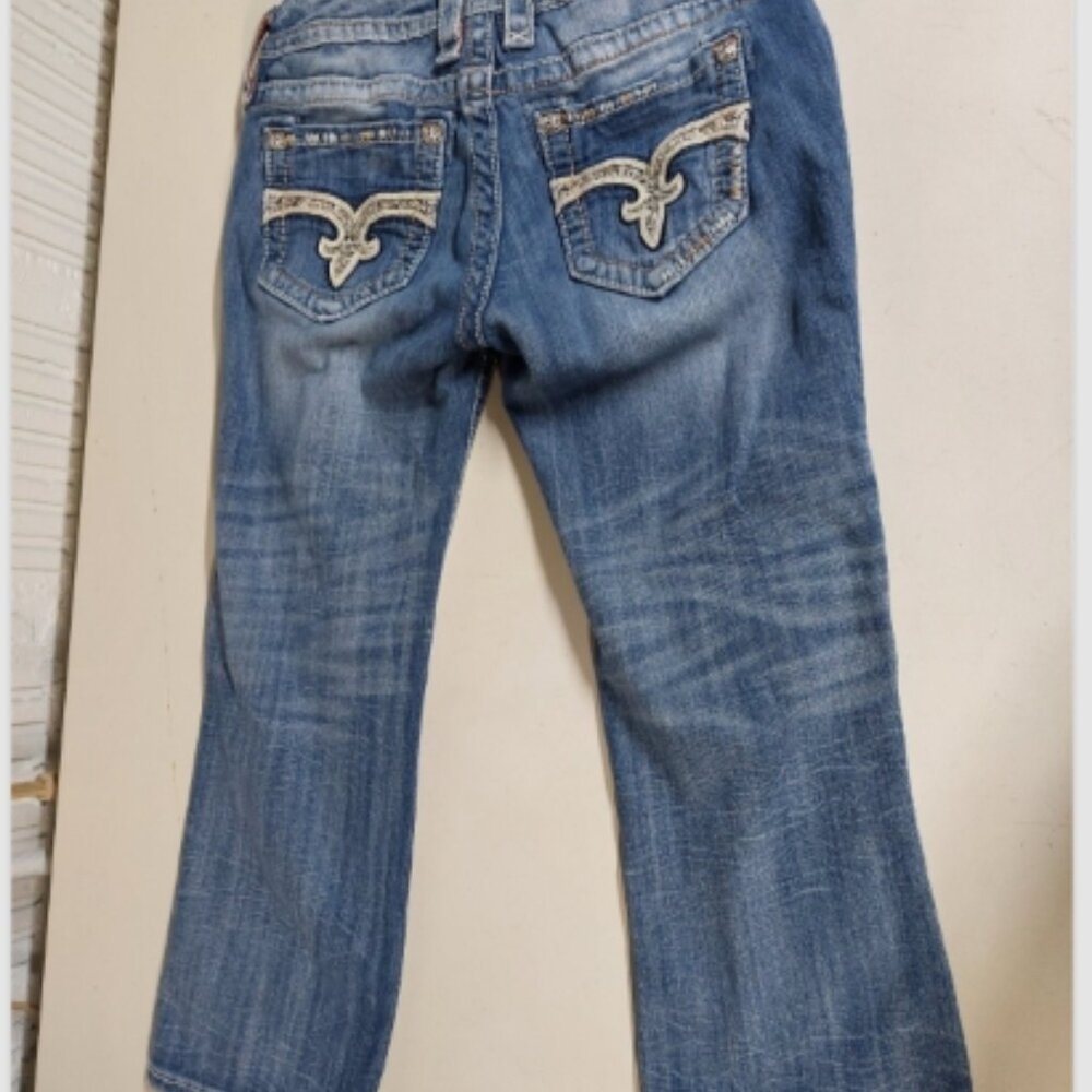 Rock Revival Jeans Womens 28W x 22L Capri "Angela" Denim Distressed White Tag